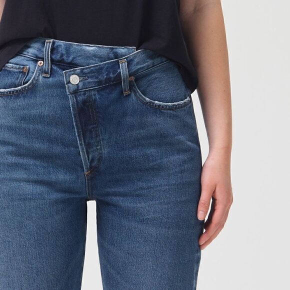 Agolde Criss Cross High Rise Straight Dark Wash Jeans In Range NWT - Picture 5 of 15